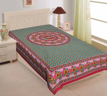 Grush 100% Cotton Jaipuri Print Single Bedsheet 1
