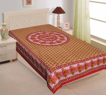 Grush 100% Cotton Jaipuri Print Single Bedsheet 1