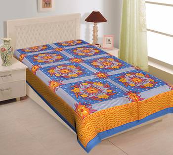 Grush 100% Cotton Jaipuri Print Single Bedsheet 1