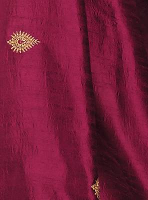 Purple embroidered silk saree with blouse 5