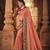 Peach embroidered silk saree with blouse