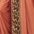 Peach embroidered silk saree with blouse