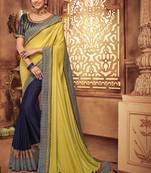 Yellow embroidered silk saree with blouse