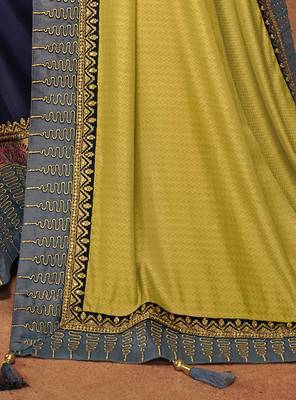 Yellow embroidered silk saree with blouse 4