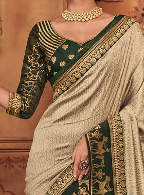 Grey woven silk saree with blouse 3
