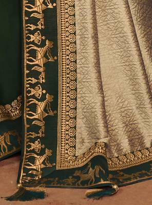 Grey woven silk saree with blouse 4
