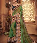 Multicolor embroidered silk saree with blouse