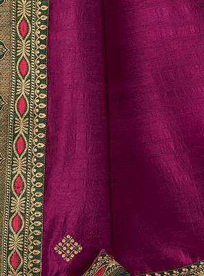 Purple embroidered silk saree with blouse 5