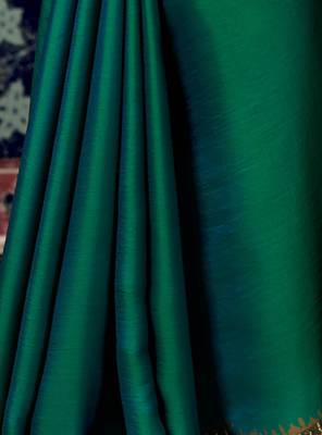 Dark parrot green woven silk saree with blouse 5