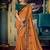 Orange embroidered silk saree with blouse