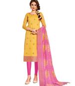 Yellow jacquard banarasi salwar