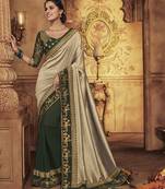 Chiku embroidered satin saree with blouse