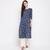 Women'S Foil Print & Hand Work Straight Cotton Blue Kurti