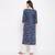 Women'S Foil Print & Hand Work Straight Cotton Blue Kurti