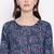 Women'S Foil Print & Hand Work Straight Cotton Blue Kurti
