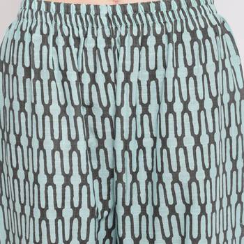 Women'S Foil Print & Dot Print Straight Cotton Dark Grey Kurti With Palazzo 9
