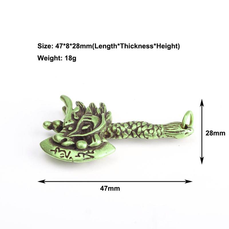 Zodiac Dragon Axe Hip Hop Brass Statement Pendant Necklace Chain for Men Boys