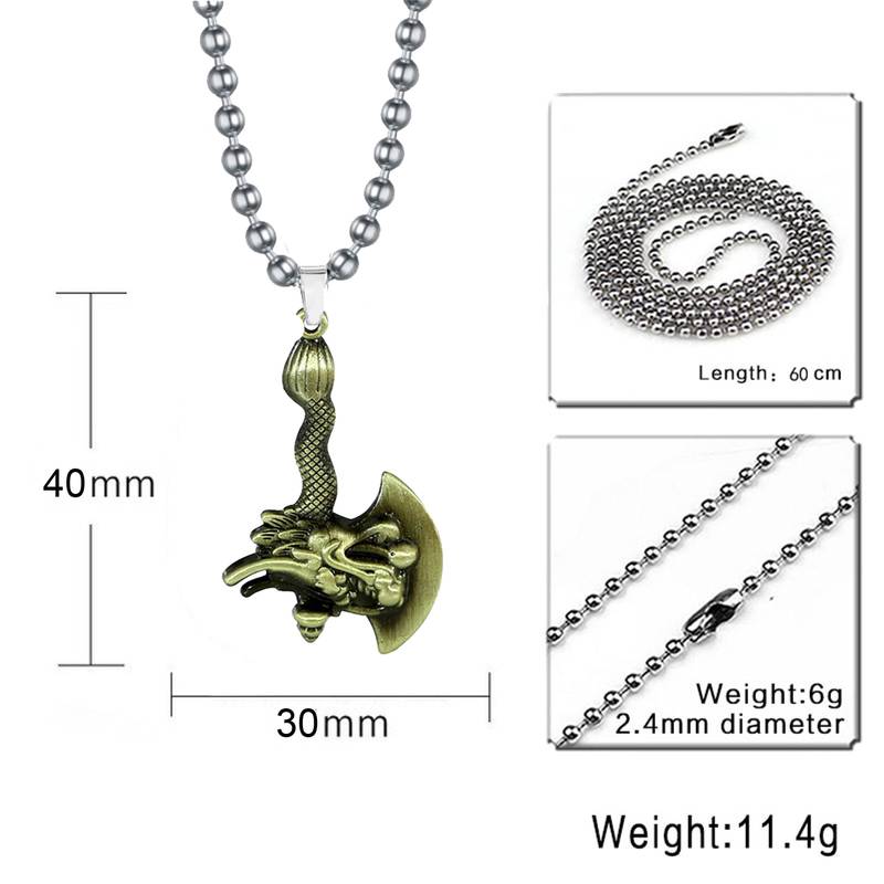 Zodiac Dragon Axe Hip Hop Brass Statement Pendant Necklace Chain for Men Boys
