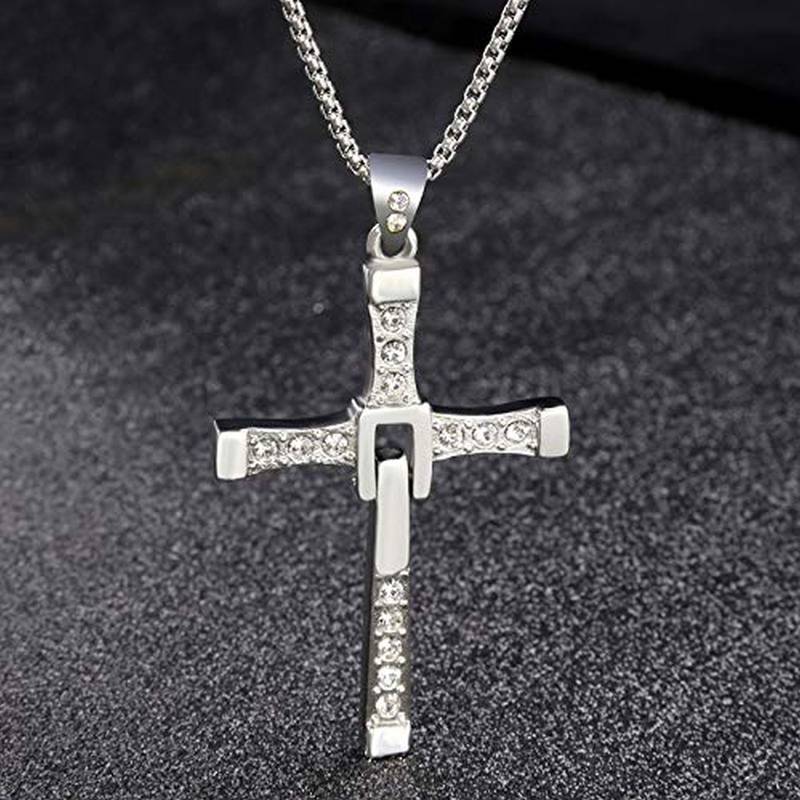 Cross Jesus Fast & Furious Vin Diesel 316L Surgical Stainless Steel Pendant Necklace Chain for Men Boys