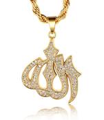 Almighty Allah God Muslim Islamic Gold Plated Brass Locket Pendant for Men Women Boys Girls