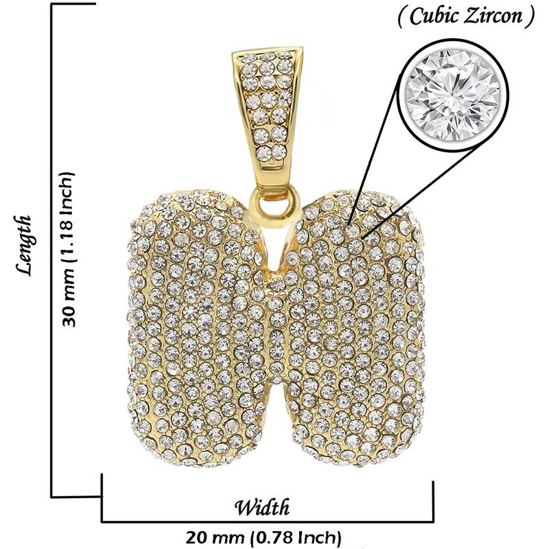 Hip Hop Iced Out Alphabet Initial Letter H 18k Gold Pendant Women Men