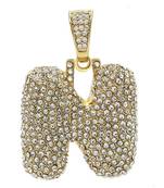 Hip Hop Iced Out Alphabet Initial Letter N 18k Gold Pendant Women Men
