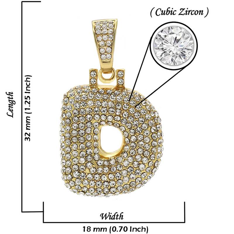 Hip Hop Iced Out Alphabet Initial Letter D 18k Gold Pendant Women Men