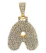 Hip Hop Iced Out Alphabet Initial Letter A 18k Gold Pendant Women Men