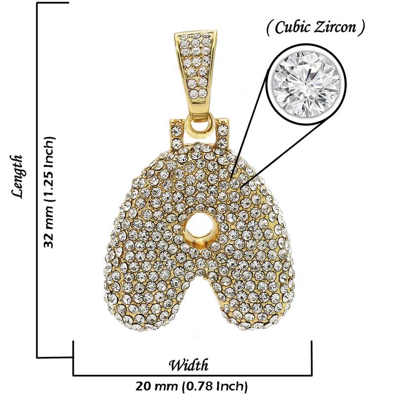 Hip Hop Iced Out Alphabet Initial Letter A 18k Gold Pendant Women Men