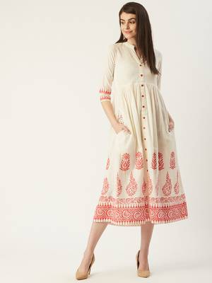 Pinksky Off-white woven cotton maxi-dresses 1