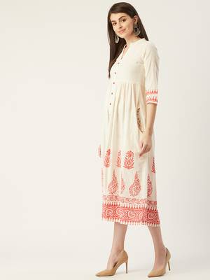 Pinksky Off-white woven cotton maxi-dresses 3