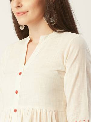 Pinksky Off-white woven cotton maxi-dresses 4