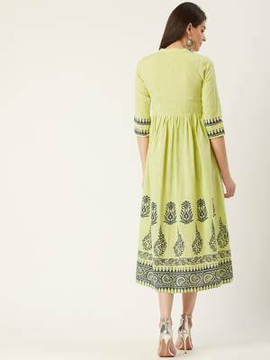 Pinksky Green woven cotton maxi-dresses 2