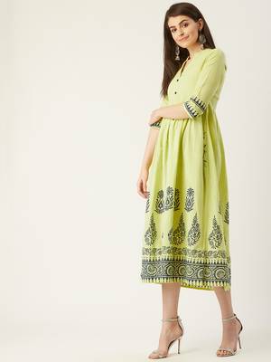 Pinksky Green woven cotton maxi-dresses 3