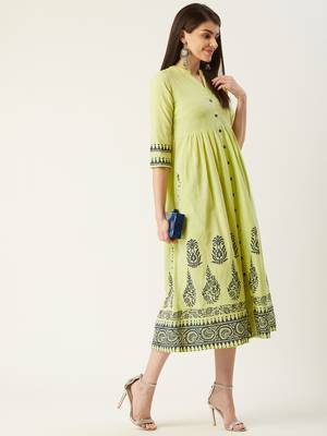 Pinksky Green woven cotton maxi-dresses 4