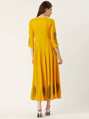 Pinksky Yellow woven viscose rayon maxi-dresses 2