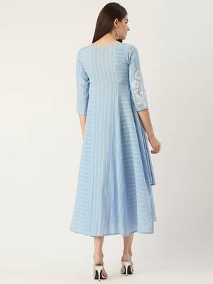 Pinksky Blue woven cotton maxi-dresses 2