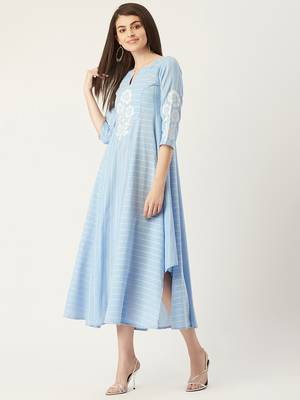 Pinksky Blue woven cotton maxi-dresses 3