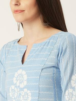 Pinksky Blue woven cotton maxi-dresses 4