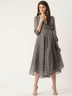 Pinksky Grey woven polyester maxi-dresses 1
