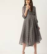 Pinksky Grey woven polyester maxi-dresses