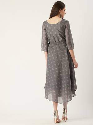 Pinksky Grey woven polyester maxi-dresses 2