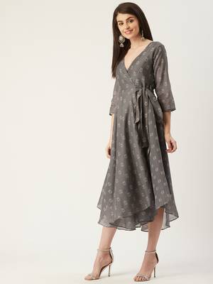 Pinksky Grey woven polyester maxi-dresses 3