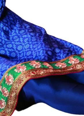 Blue Printed Crepe semi stitched salwar with dupatta 3