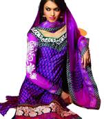 Purple Printed Crepe semi stitched salwar with dupatta