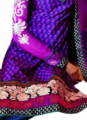 Purple Printed Crepe semi stitched salwar with dupatta 3