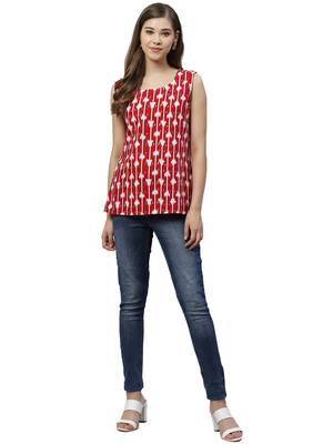 Red printed polyester party-tops 4