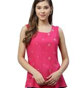 Pink printed polyester party-tops