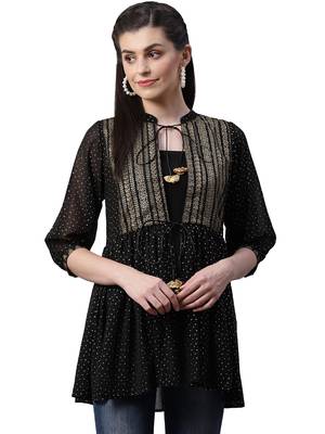 Black printed georgette tunics 1
