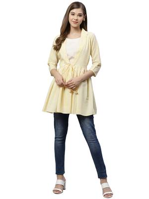 Yellow printed polyester tunics 5